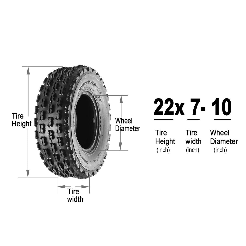 Set of 4 Sport ATV Tires 22x7-10 Front & 20x10-9 Rear 4PR H505