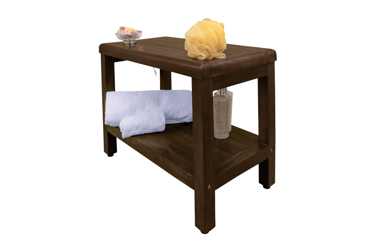 24" Teak Shower Bench with Shelf Z755680