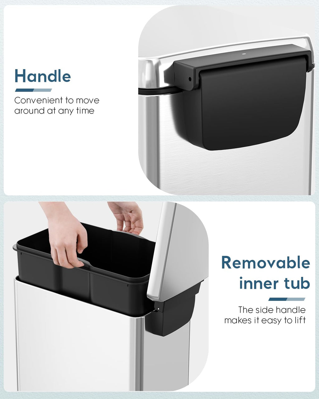 13.2 Gal Stainless Steel Slim Kitchen Trash Can J15753