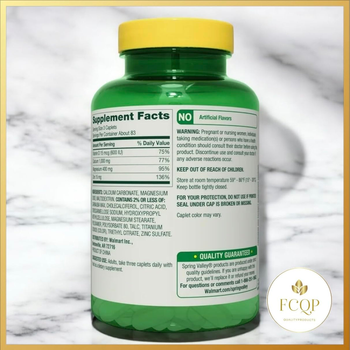 Calcium Magnesium Zinc with Vitamin D3 Supplements, 250 Coated Caplets J1044