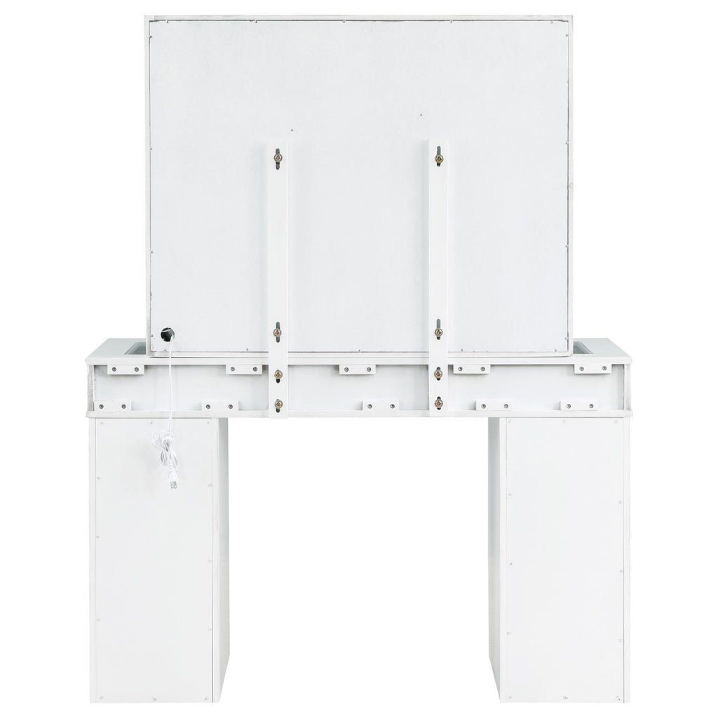 White Velvet 9-Drawer Vanity Table Set H7743