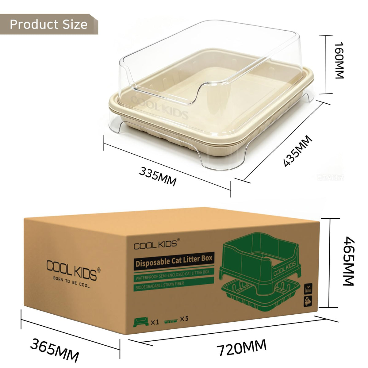 1+5 Pack Disposable Litter Boxes for Cats Y837001