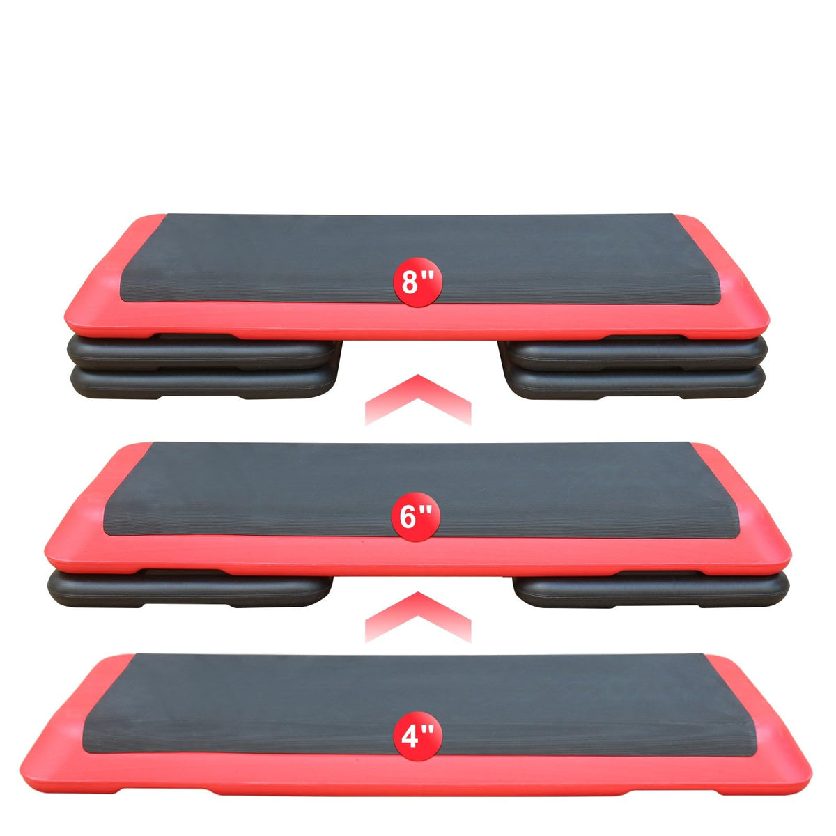 Adjustable Aerobic Workout Step Platform with 4 Stackable Risers H842