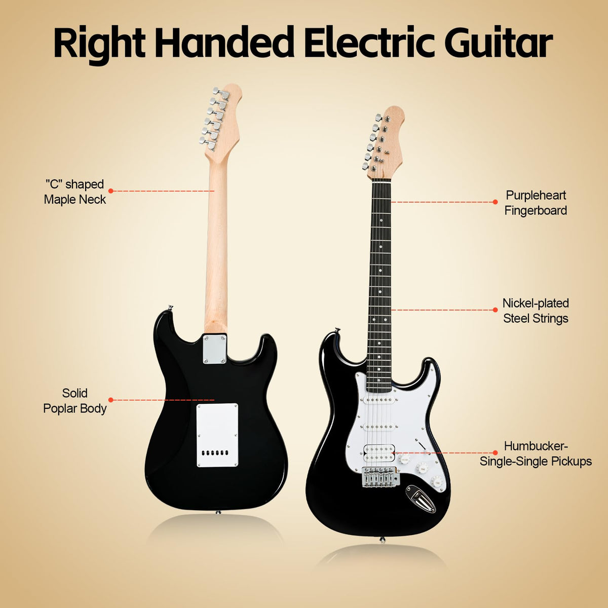 Full Size Electric Guitar Starter Kit with 10W Amp and Gig Bag F6510