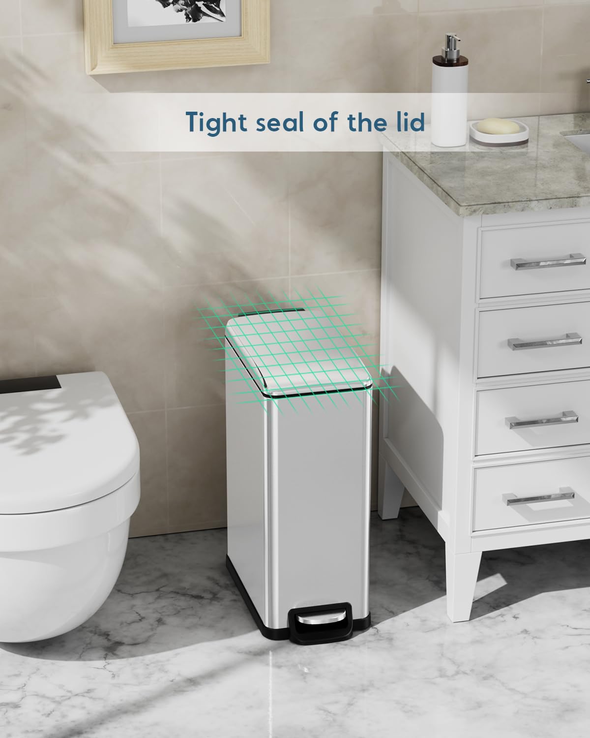 13.2 Gal Stainless Steel Slim Kitchen Trash Can J15753