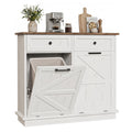 White 20 Gallon Tilt Out Trash Can Cabinet with Drawers P35804
