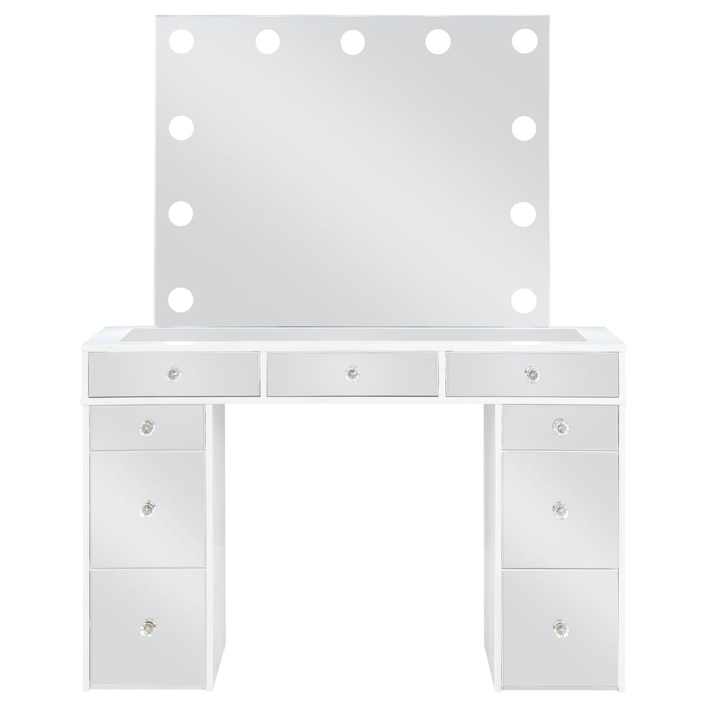 White Velvet 9-Drawer Vanity Table Set H7743