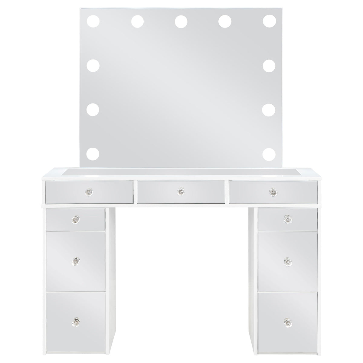 White Velvet 9-Drawer Vanity Table Set H7743