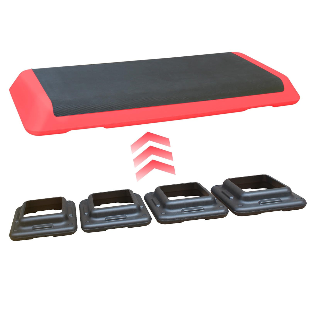 Adjustable Aerobic Workout Step Platform with 4 Stackable Risers H842