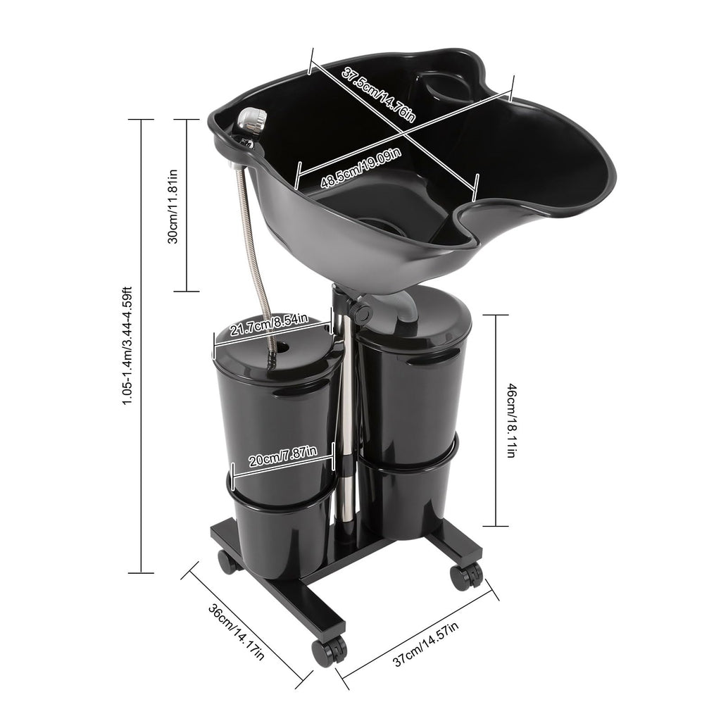 Portable Shampoo Bowl with Electric Pump, Adjustable Height, Dual Bucket Design Q4812