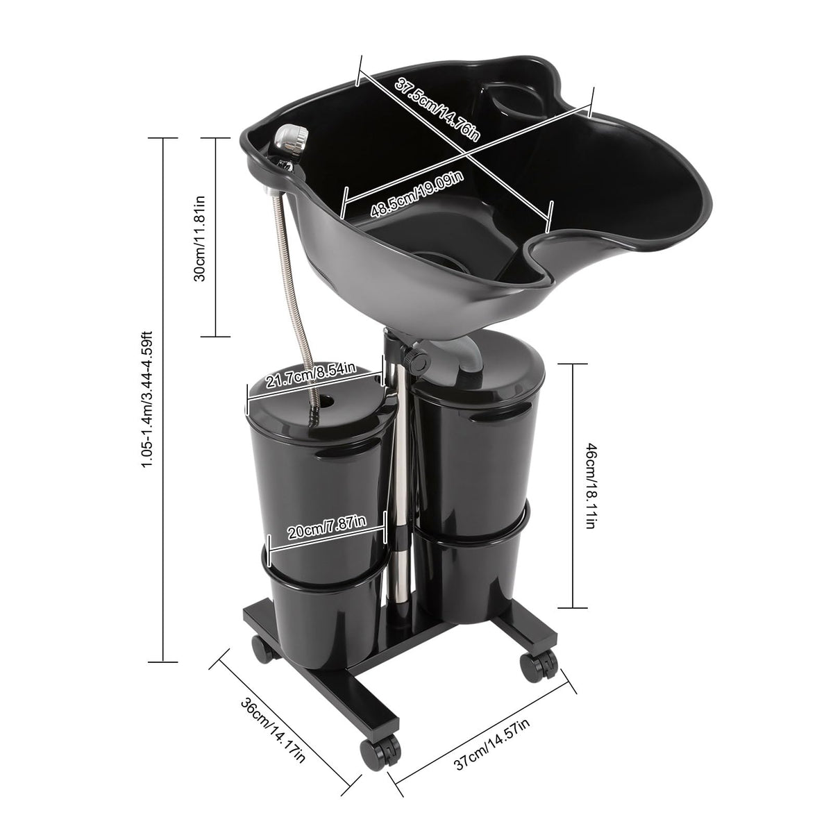 Portable Shampoo Bowl with Electric Pump, Adjustable Height, Dual Bucket Design Q4812