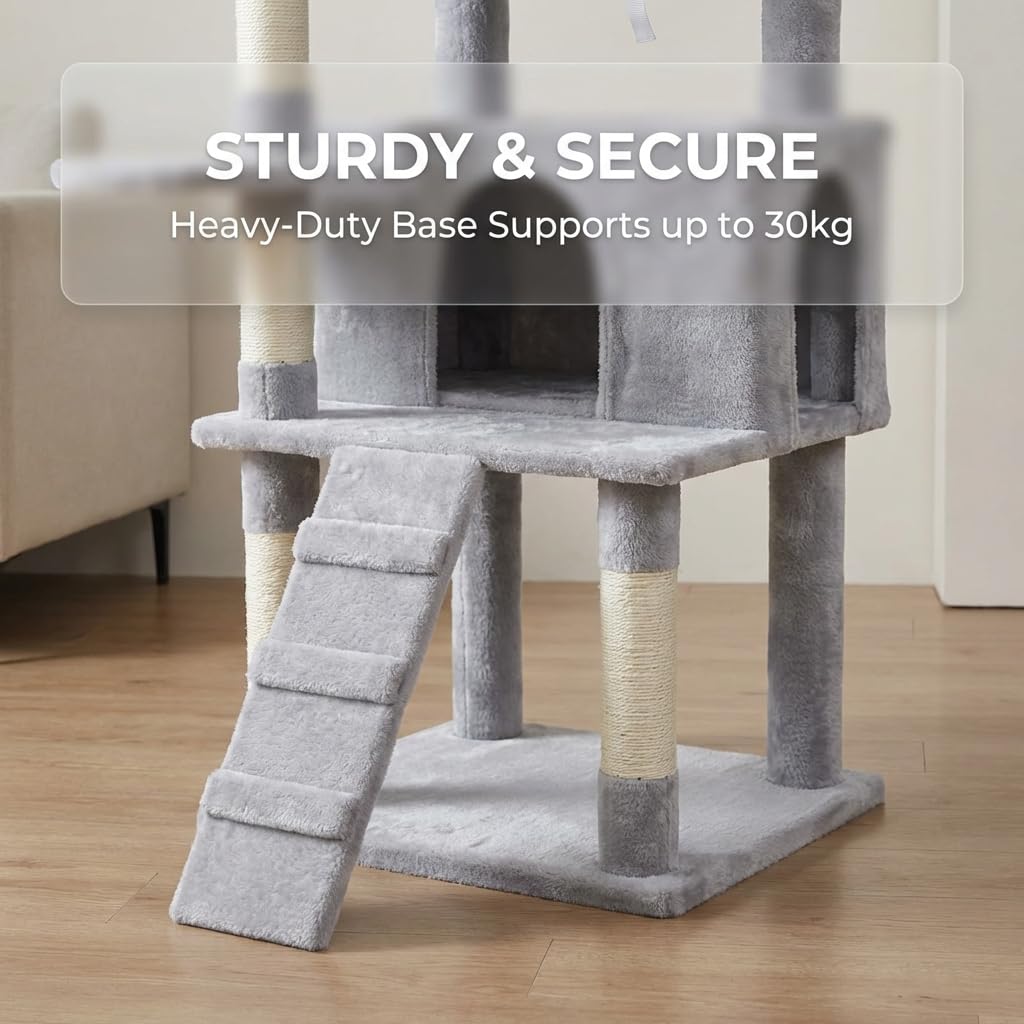 71-Inch Multi-Level Tall Cat Tree with Hammock and Cat Cave W102