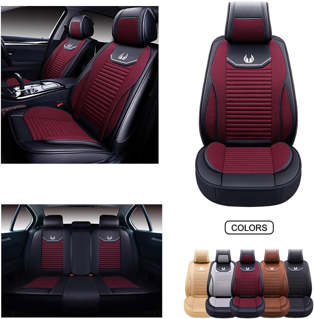 Red Faux Leather Car Seat Covers Set K912669