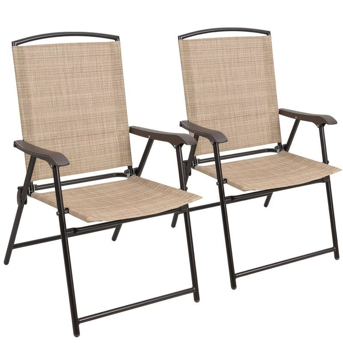2 Pieces Beige Patio Folding Chairs J369