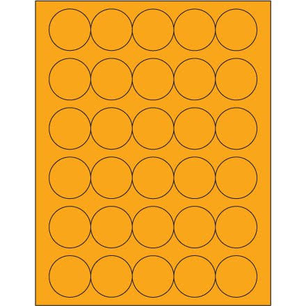 Fluorescent Orange 1 1/2 inch Circle Laser Labels Case of 3000 V6971