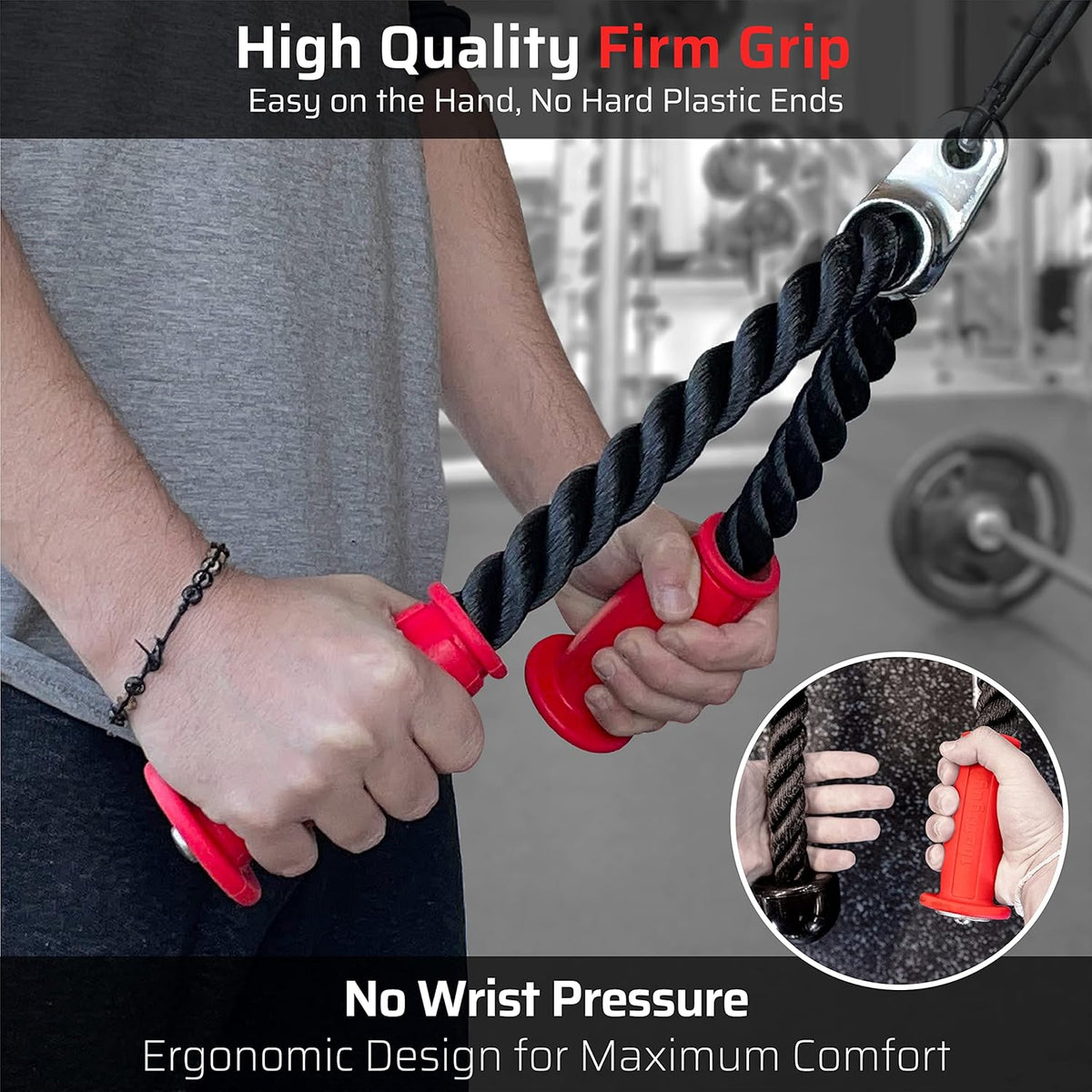 Tricep Rope Pull Down Cable Attachment with Snap Hook Q237970