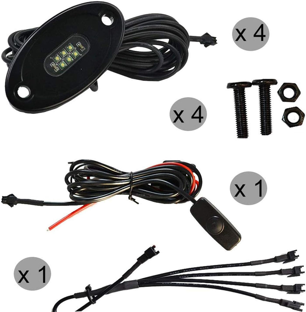 4 Pods IP68 Waterproof LED Rock Light Kits X643