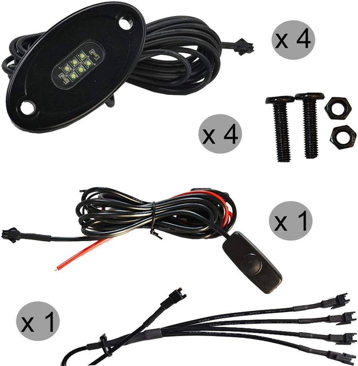 4 Pods IP68 Waterproof LED Rock Light Kits X643