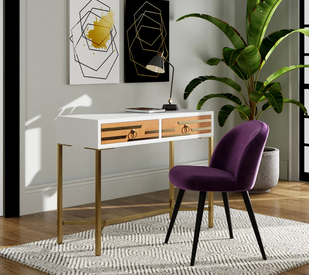 White 2 Drawer Wood Desk Console Table O43570