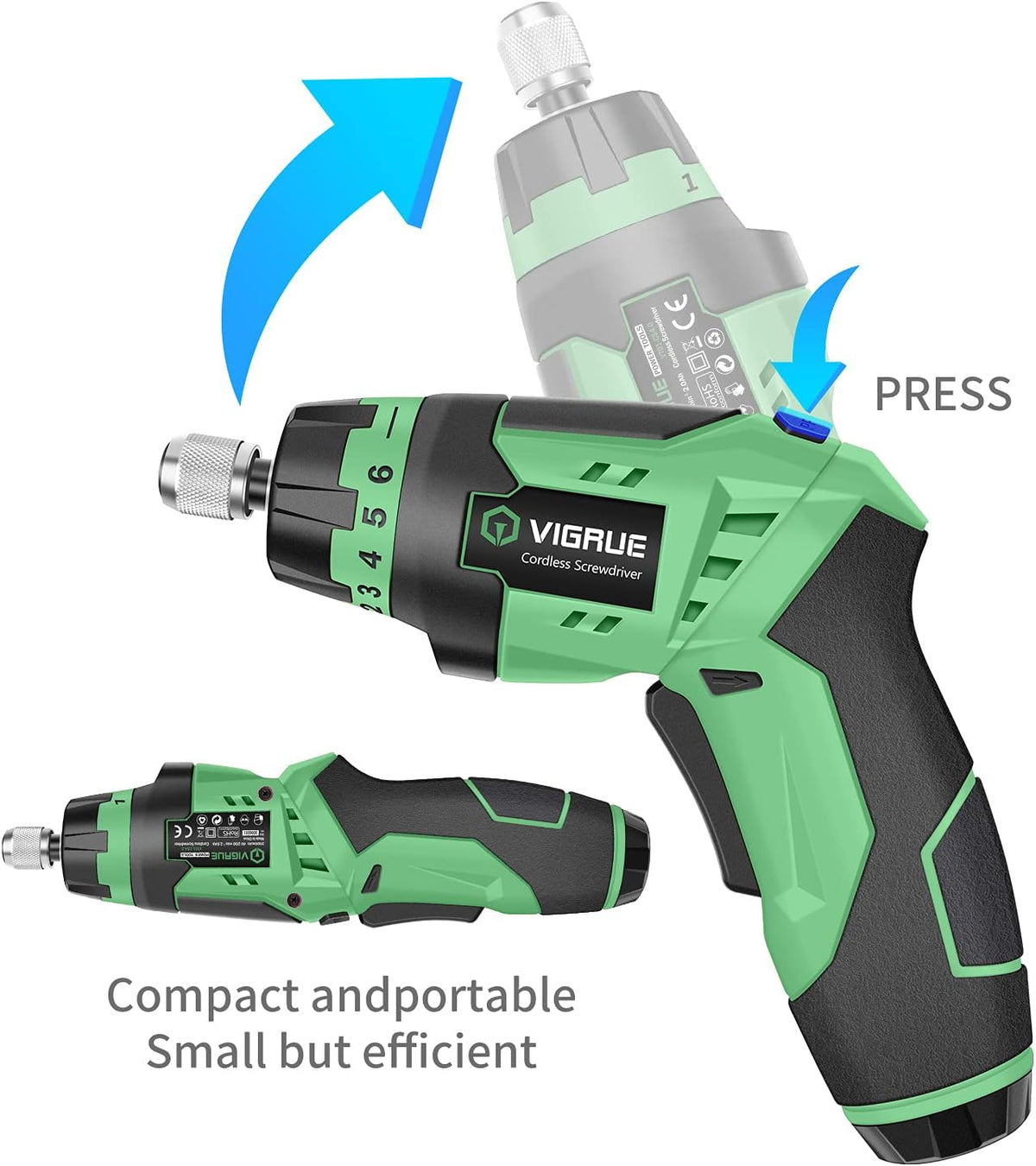 Cordless Rechargeable Electric Screwdriver with LED Light, Flexible Shaft, 4V MAX 2000mAh, Pack of 2 C5515