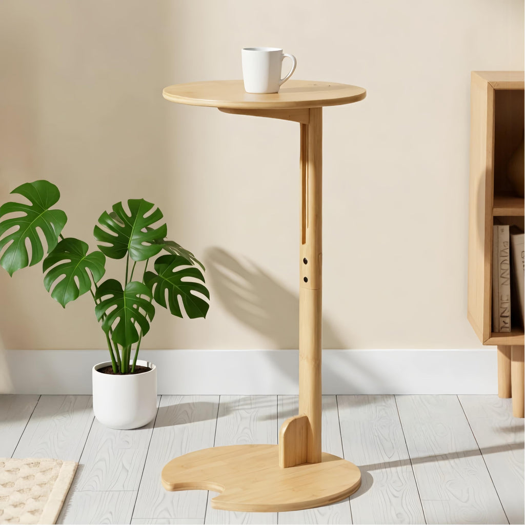 Adjustable Bamboo C Shaped Side Table L42839