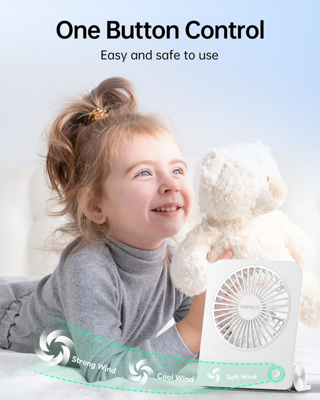 Small Portable Desk Fan 2000 mAh Rechargeable Battery 4.5 Inch K261543