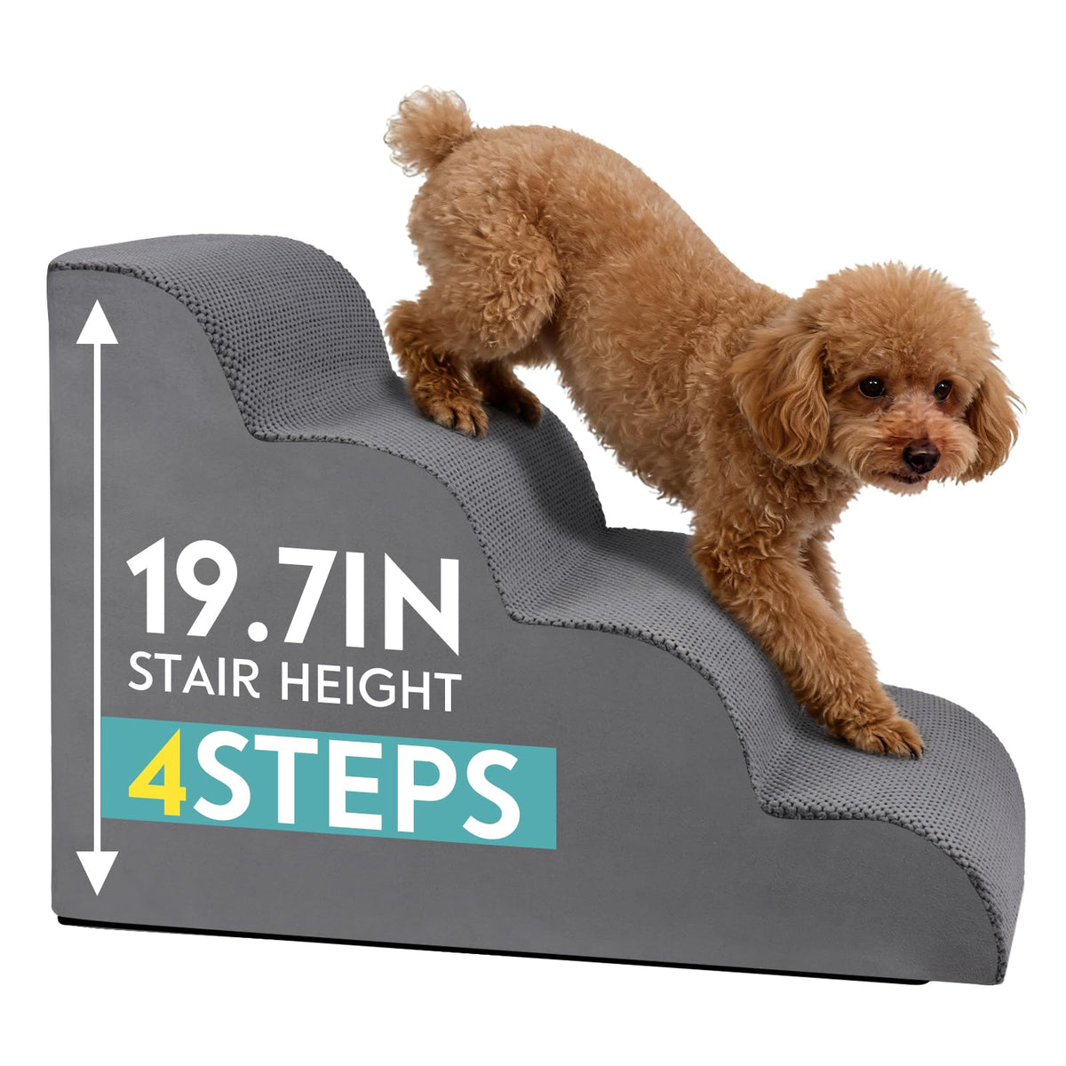 19.7" H 4-Steps Dog Stairs with 30D High Density Foam, Corduroy Fabric, Non-Slip Bottom V9825