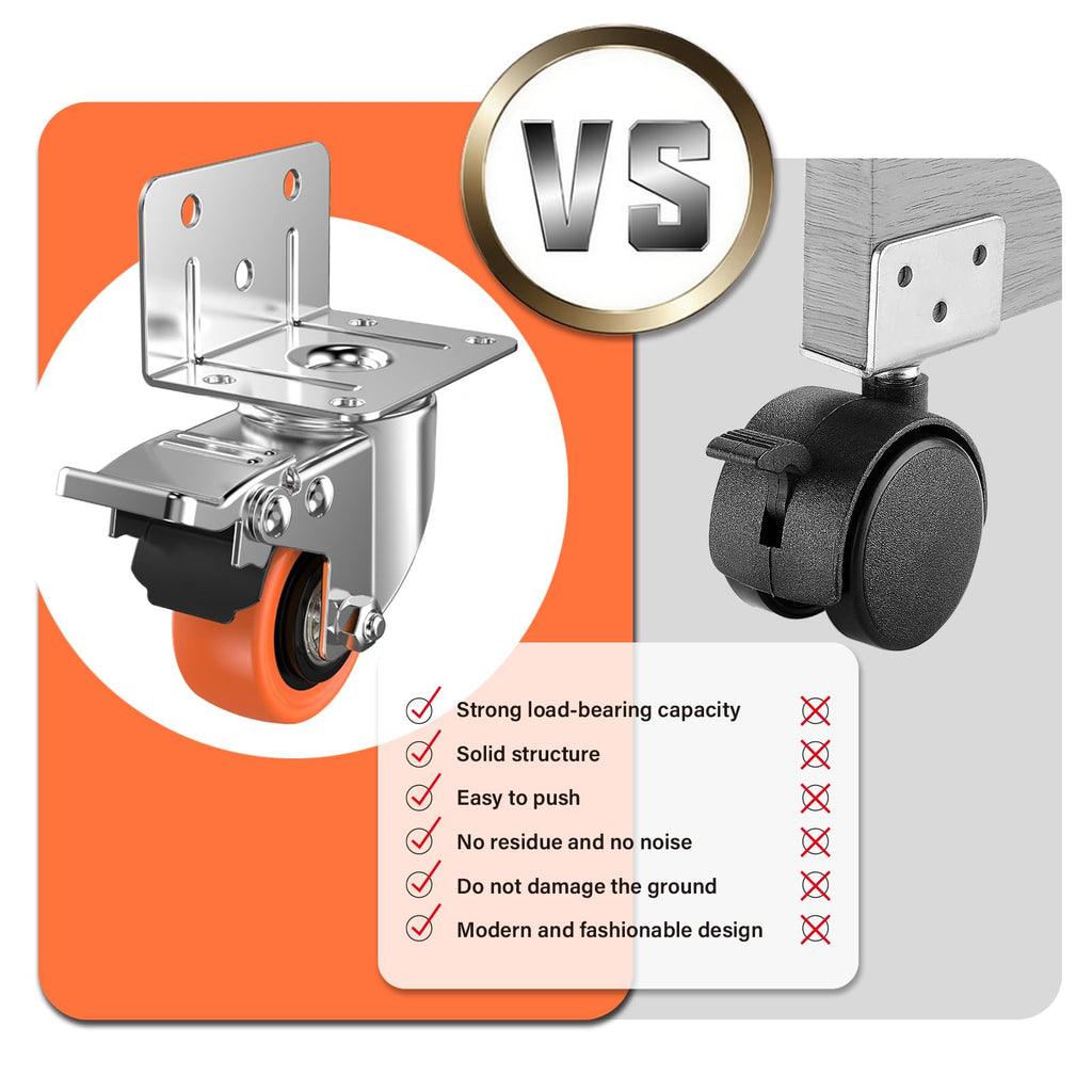 2" L-Shaped Swivel Caster Wheels Set of 4 W83144