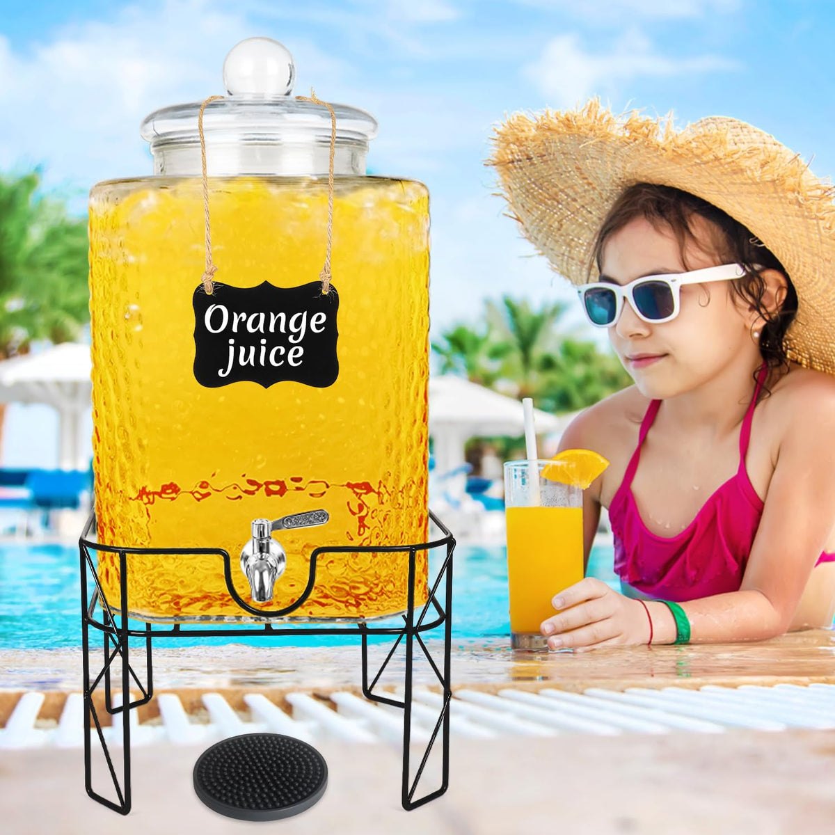 4.6 Gallon Glass Beverage Dispenser with Stand W7539