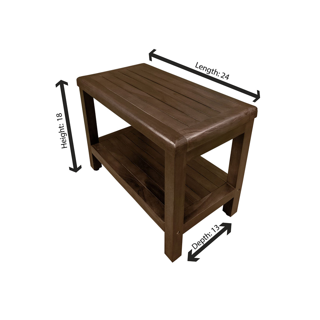 24" Teak Shower Bench with Shelf Z755680