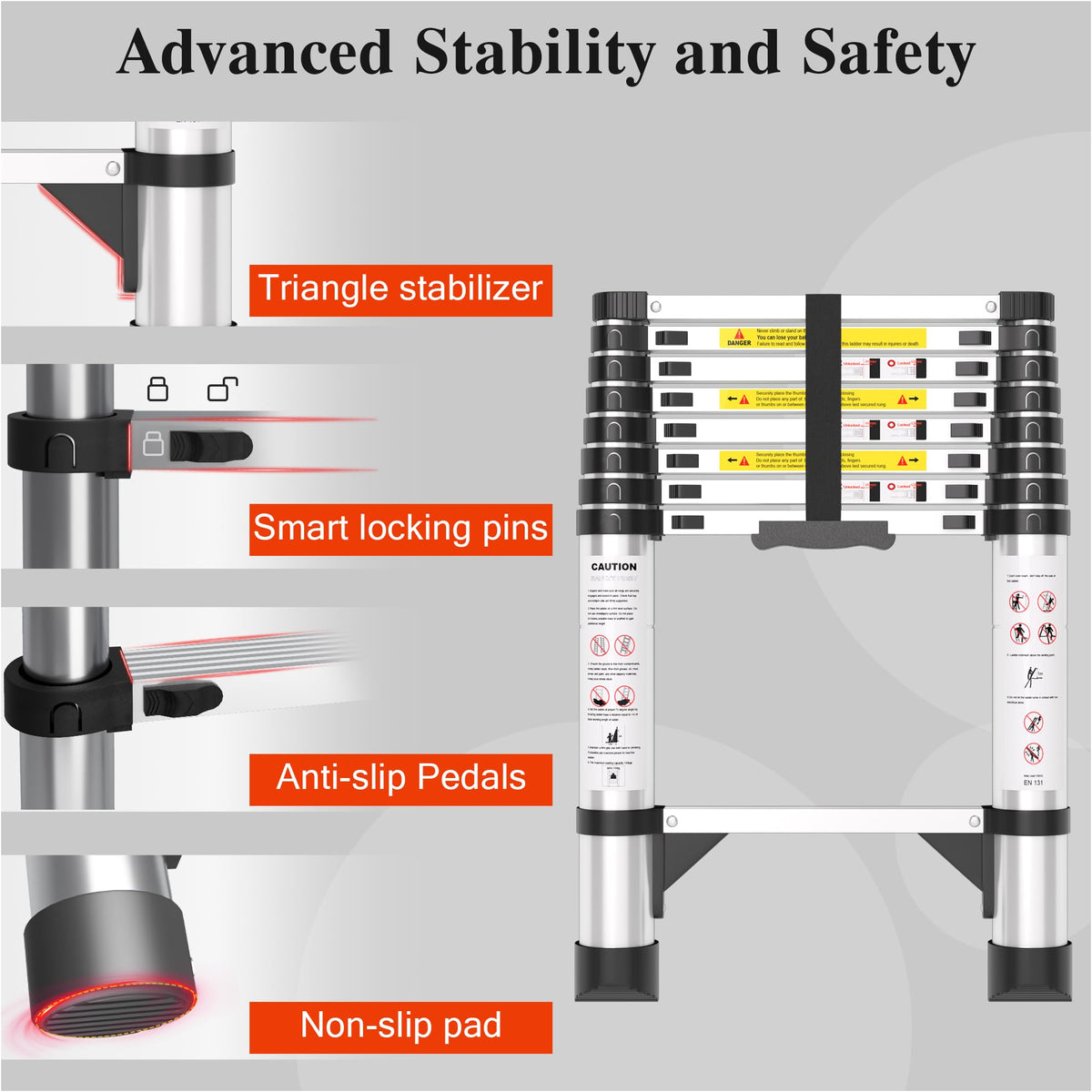 8.5 FT Aluminum Telescoping Ladder X349