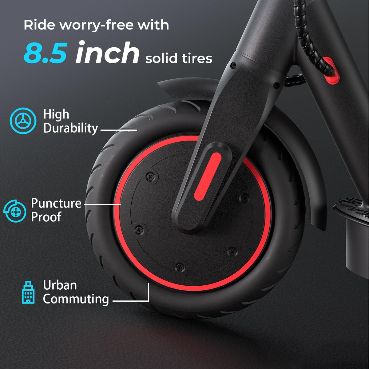 Electric Scooter 18Miles Max Range 19 Mph Foldable 8.5'' Solid Tire C987