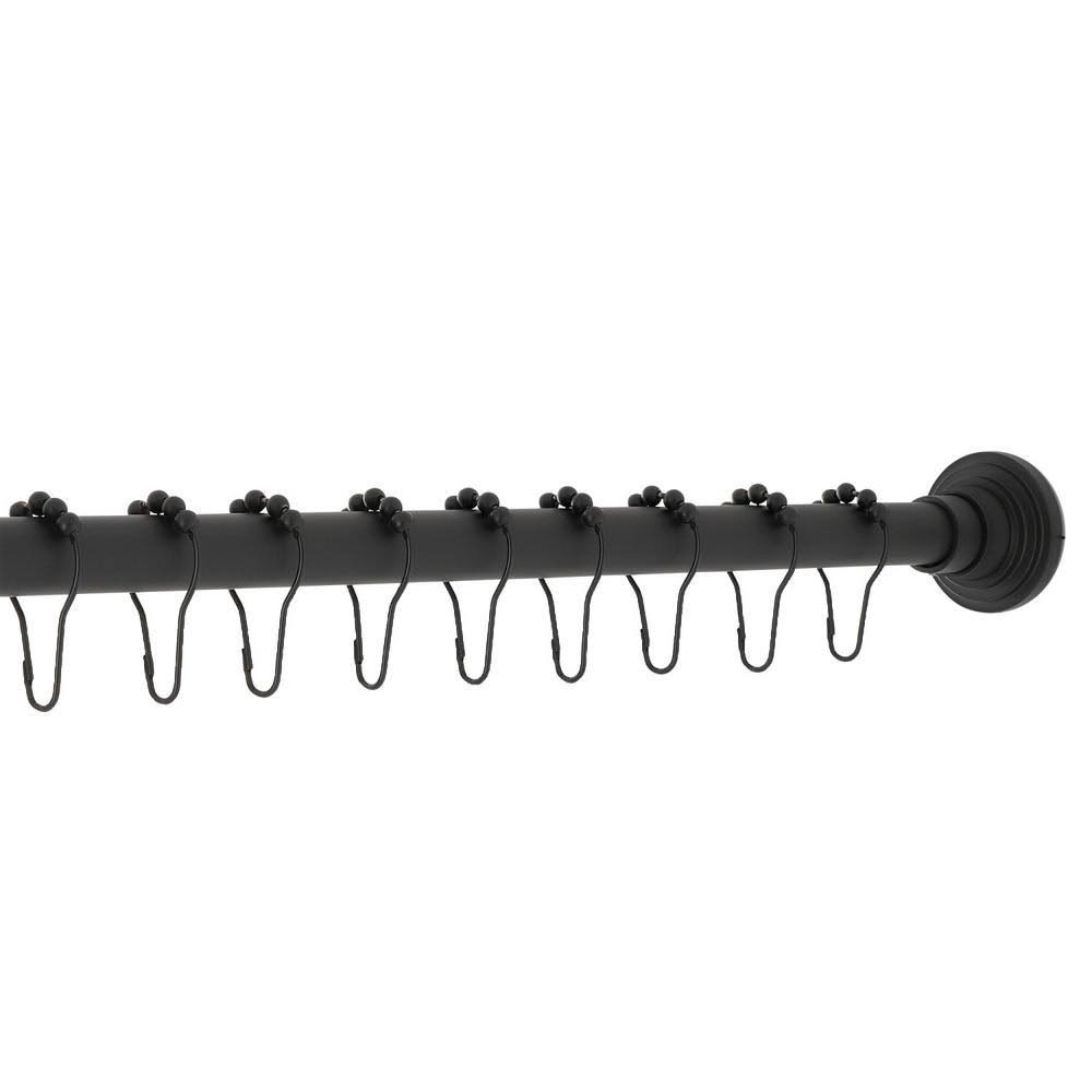 Matte Black Adjustable Shower Rod with Ring E241359