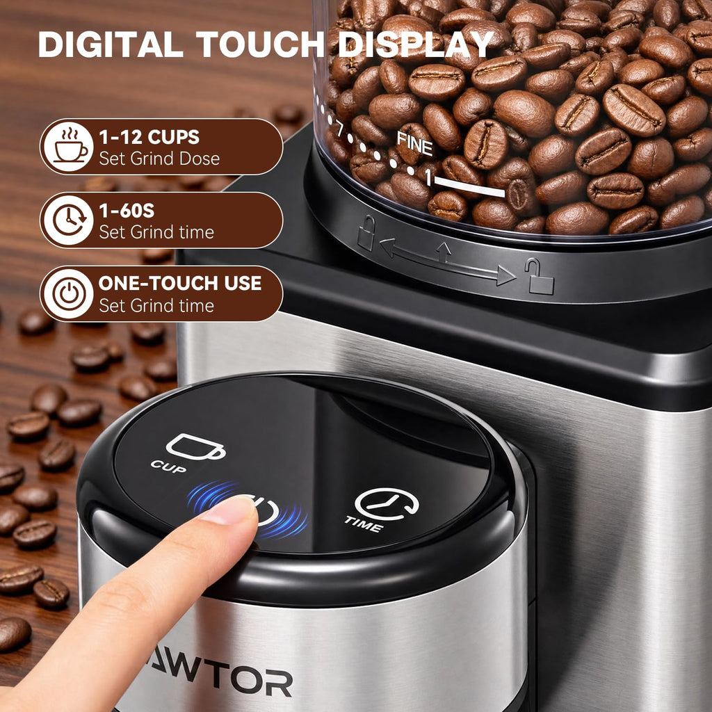 Conical Burr Coffee Bean Grinder, 25 Precise Settings, Anti-Static D8287