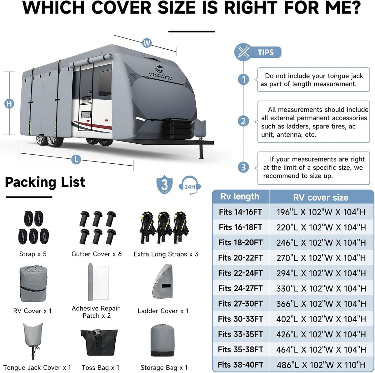 7 Layers Travel Trailer Cover Fits 30'-33' S683507