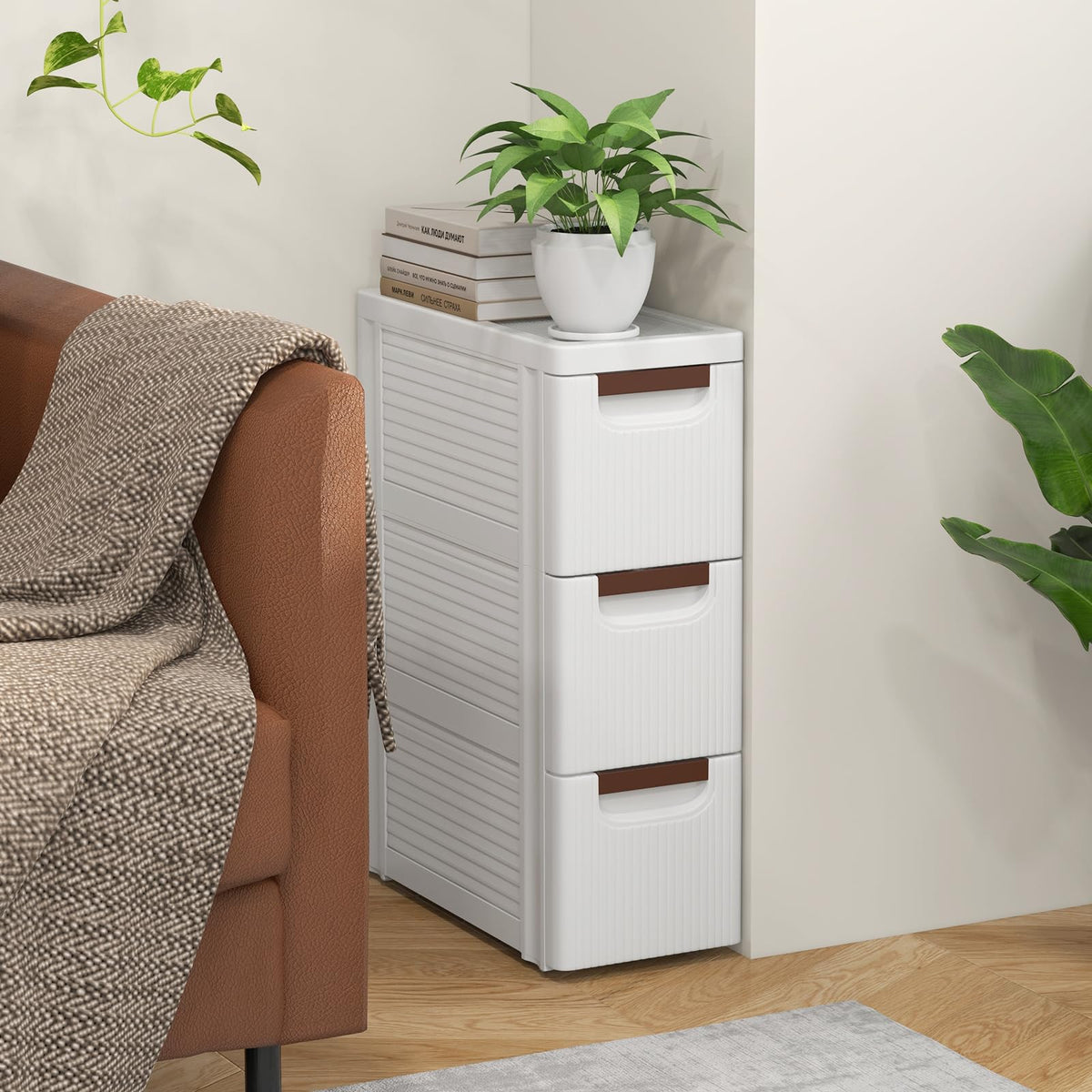 3 Drawer Narrow Rolling Storage Cart with 4 Wheels V92324