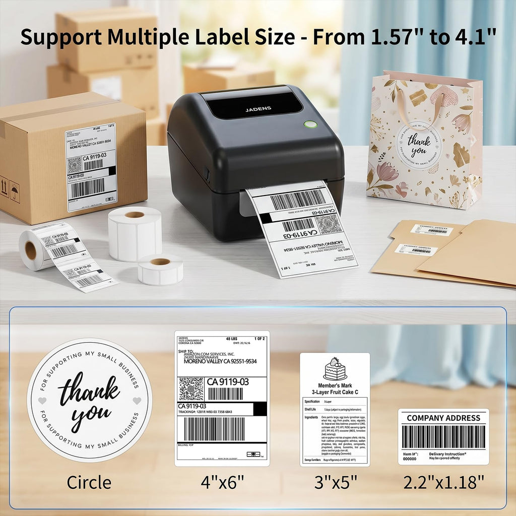 Bluetooth Thermal Shipping Label Printer with Built-in Label Bin, Wireless 4x6, Black U572