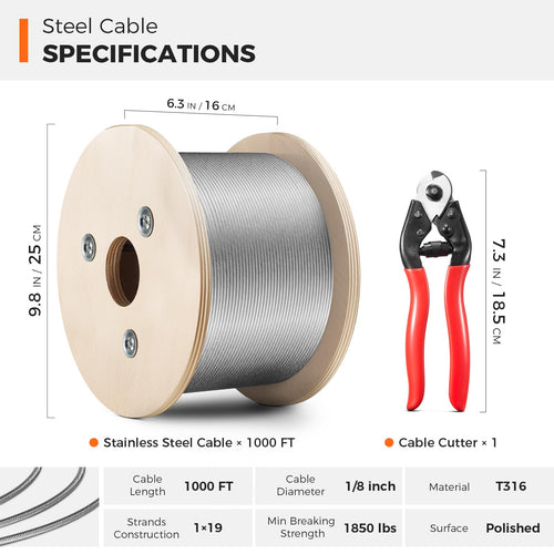 1/8" Stainless Steel Cable U980489