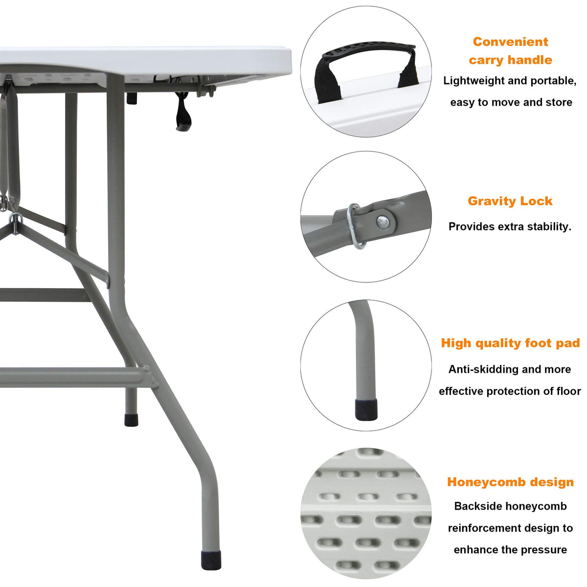 6ft Folding Plastic Table V15894