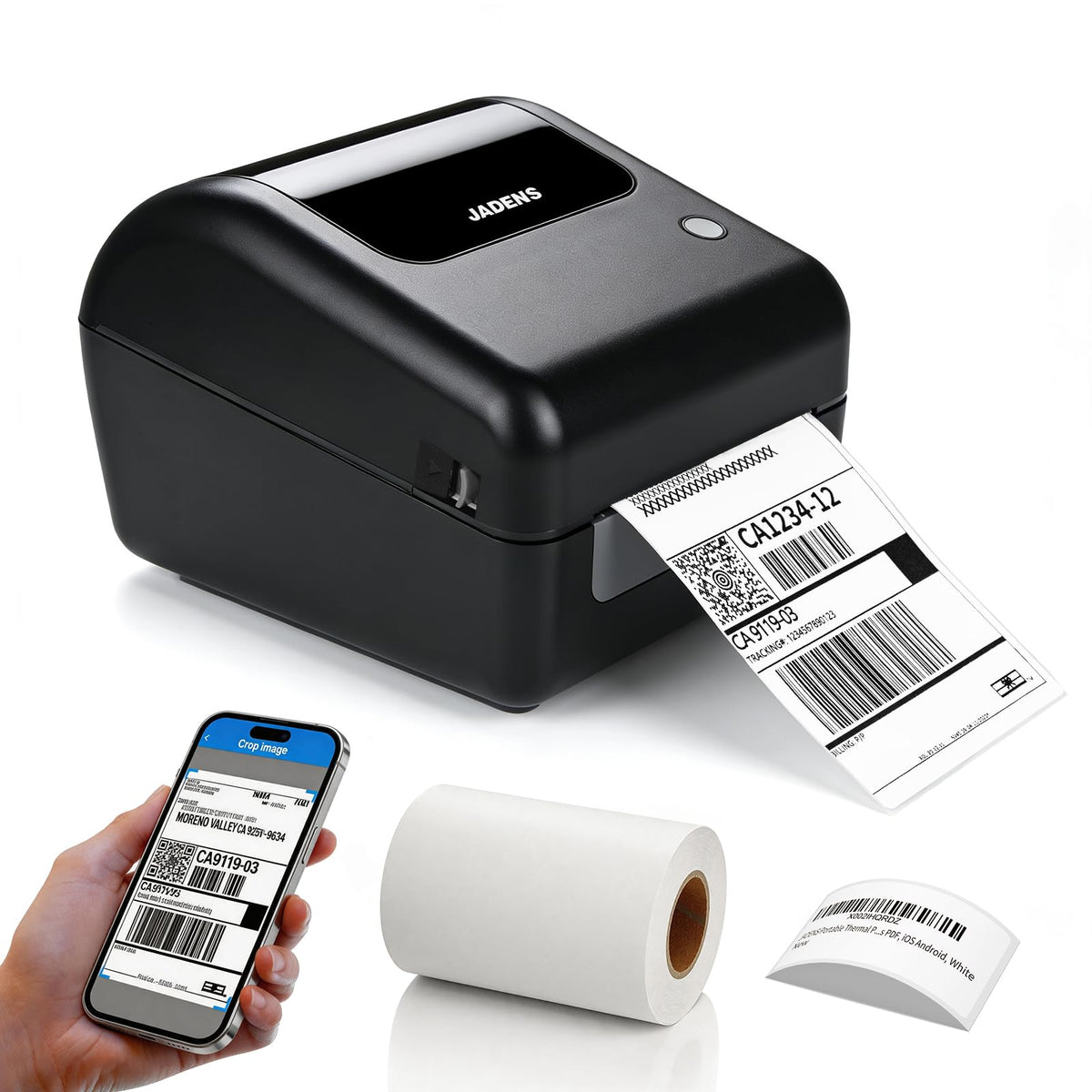 Bluetooth Thermal Shipping Label Printer with Built-in Label Bin, Wireless 4x6, Black U572