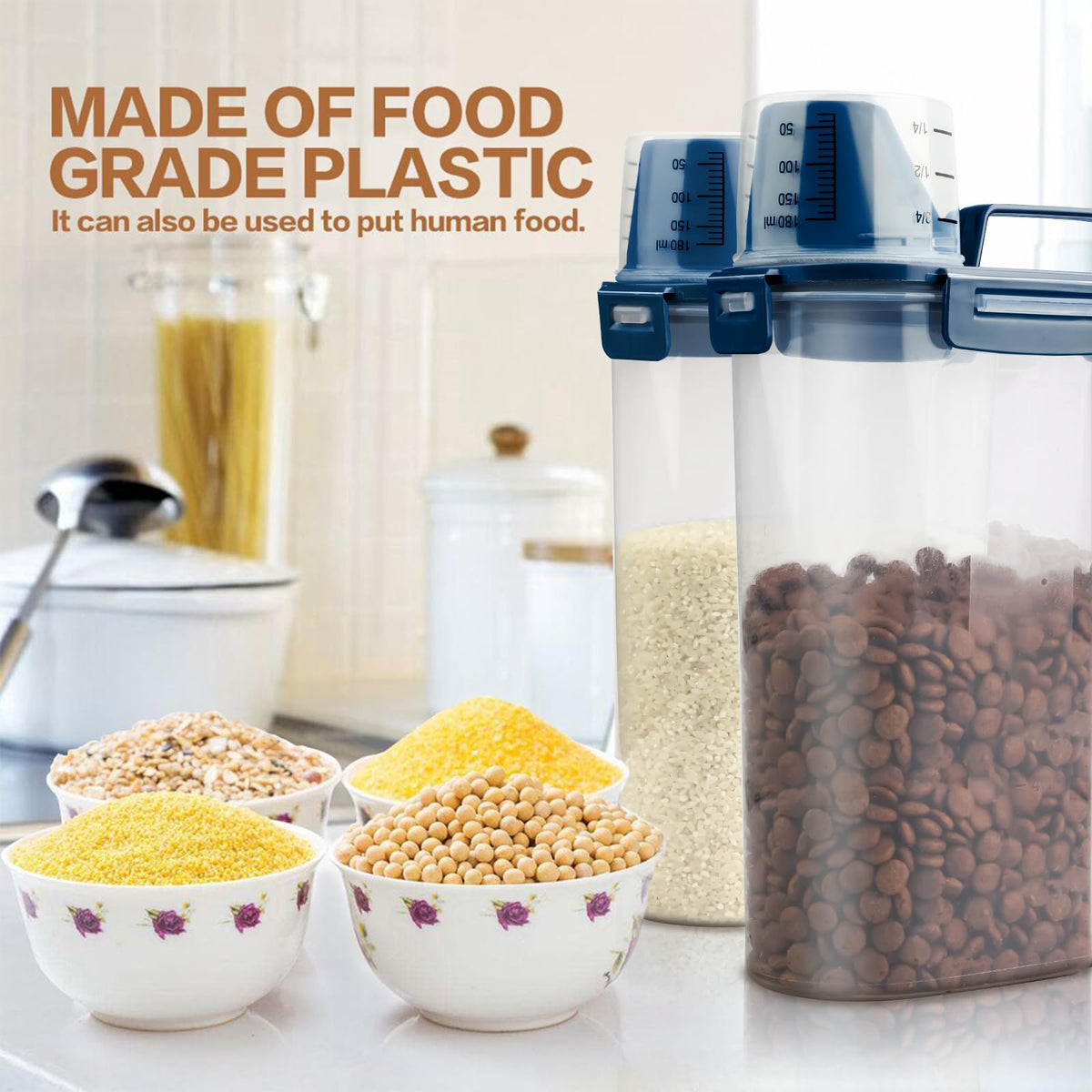 Airtight Pet Food Storage Container with Measuring Cup Z904433