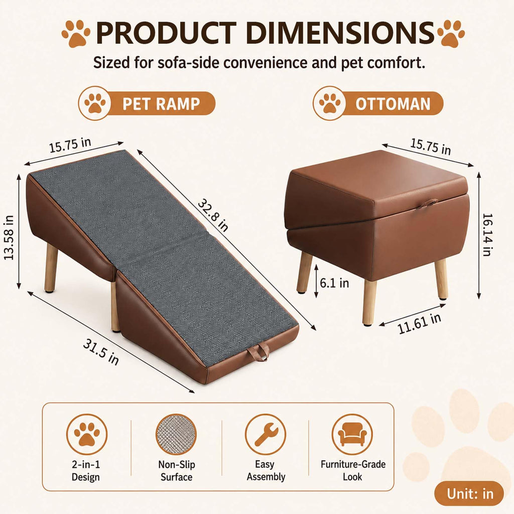 16" H Foldable Wooden Pet Stairs R61958