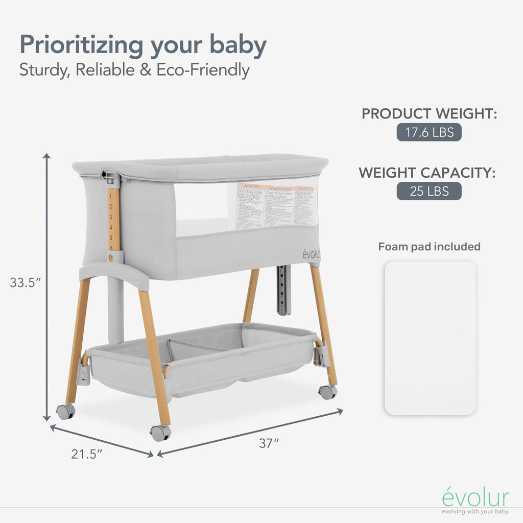 Portable Bassinet with Wheels and Storage Basket P578691