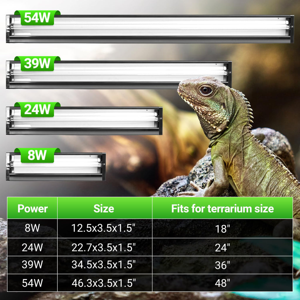 UVB Reptile Light T5 HO Combo Kit with 10.0 UVB Tube Bulb 24W-22Inch Y8887