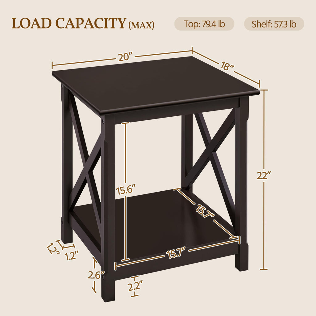 Espresso 20 x 18 Inch End Table Set of 2 R90058
