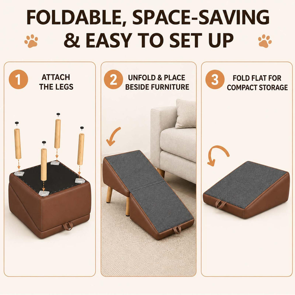 16" H Foldable Wooden Pet Stairs R61958