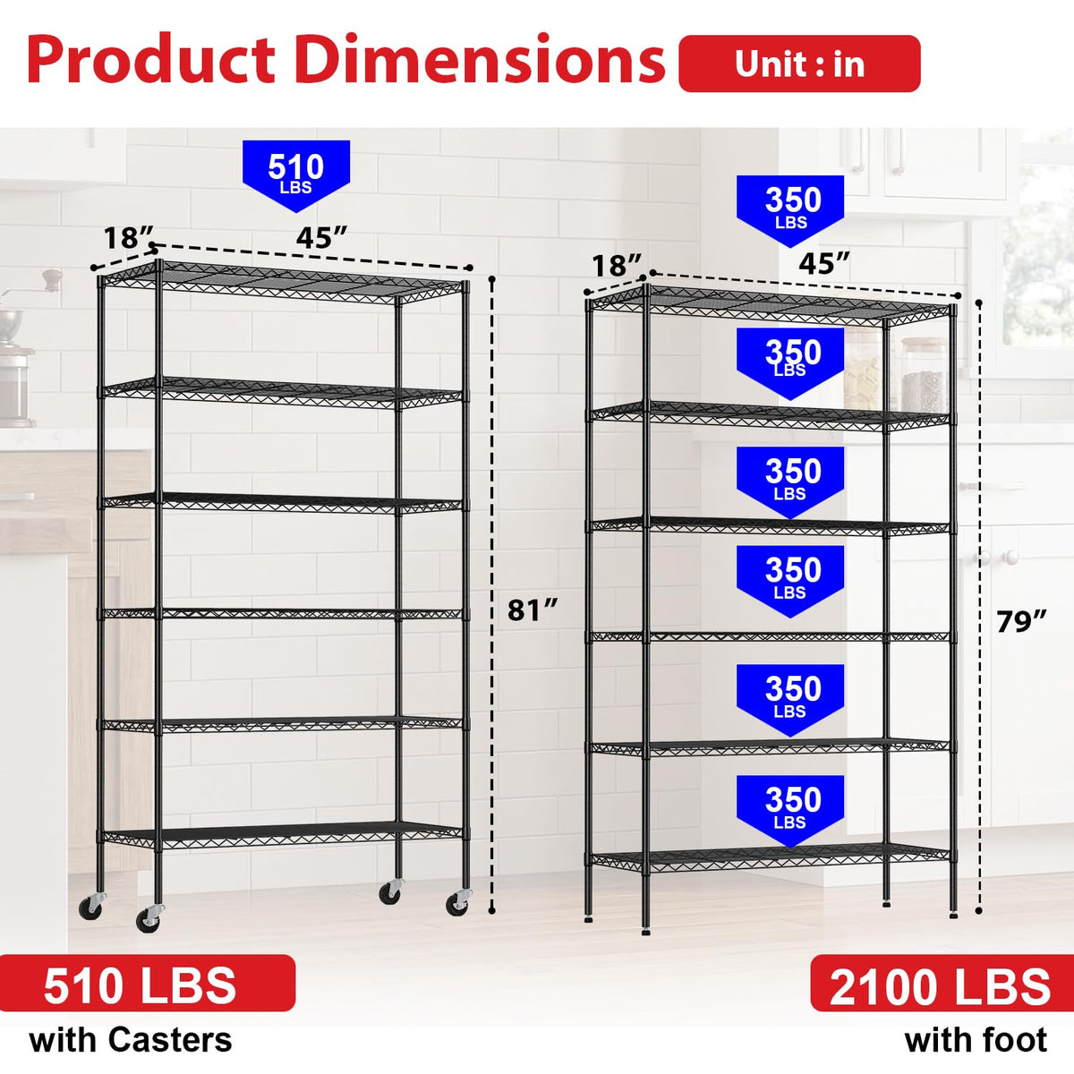 6-Tier Wire Shelf with Wheels H3835