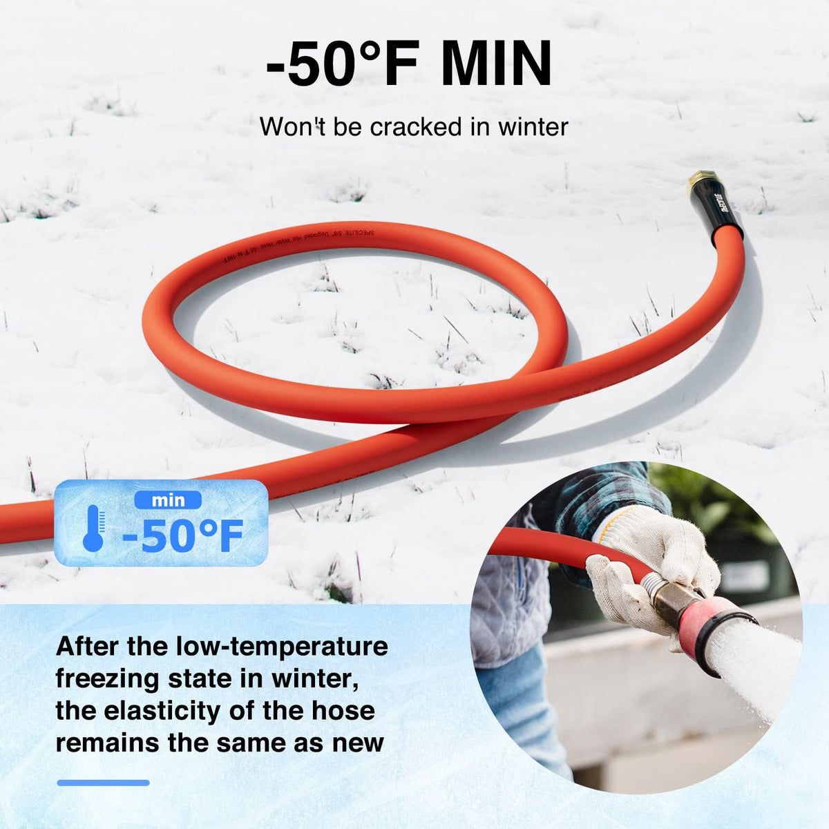 5/8" x 100FT Hot/Cold Rubber Garden Water Hose D845028