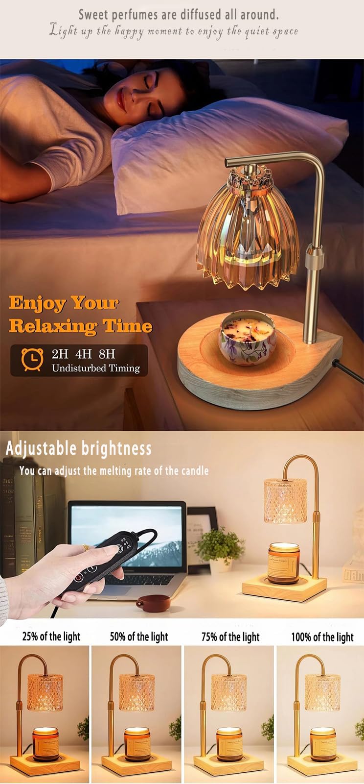 Adjustable Dimmable Candle Warmer Lamp with 2 Bulbs R934