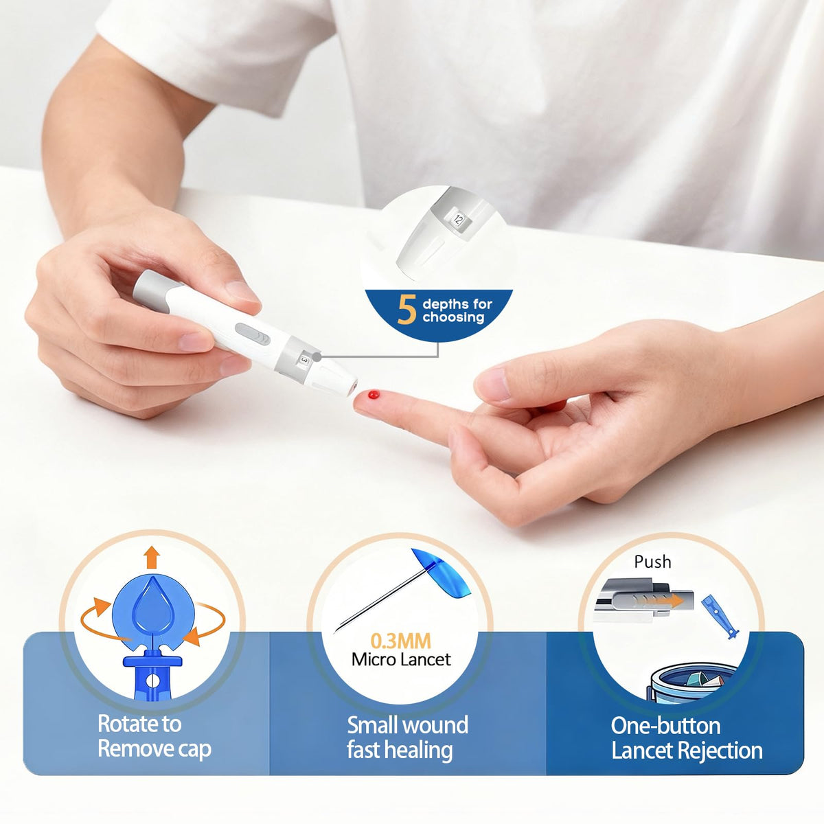 Blood Glucose Monitor Kit with 50 Test Strips and 50 Lancets N470